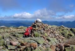 backpack on mountain